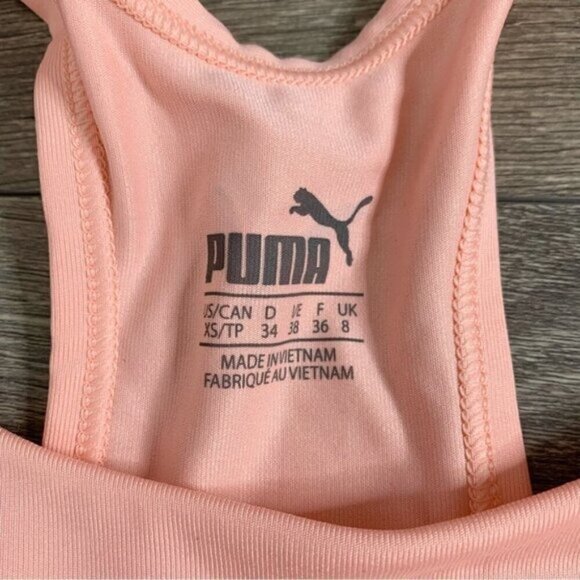 PUMA 4Keeps Sports Bra Cropped Tank Top Peach Bud Medium support Racerback XS - Picture 8 of 13